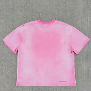 Custom Men's T-Shirt 100% Cotton Knitted <b>Spray</b> Wash 300gsm Regular Fit Streetwear Vintage Distressed <b>Style</b> - Product Image 2