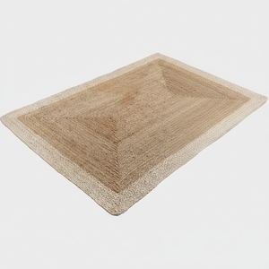 Tapis en jute géométrique moderne DIVTIK DECOR, teinture en coton blanc, écologique, antidérapant, à poils plats, rectangulaire, tressé, fabriqué à la machine, avec bordure - Product Image 2