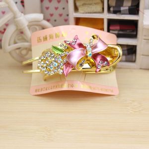 <b>Large</b> Gold Hair Clip With Rhinestone Cat Eye Stone Korean Style <b>Bow</b> Medium Size Plastic Resin For Children Daily Use - Product Image 3