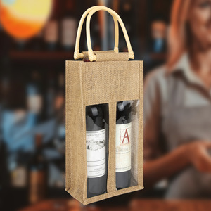 Jute Wine Bottle Bag 2 Bottles Rectangle Eco-Friendly Gift Packaging - Product Image 2