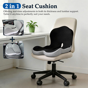 Ergonomic <b>Memory</b> <b>Foam</b> Seat <b>Cushion</b> & Lumbar Support, Office Chair Pad for Back, Tailbone & Sciatica Pain Relief, Coccyx - Product Image 5