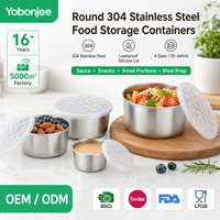 Conteneur de stockage alimentaire de luxe en acier inoxydable 304, étanche, avec couvercle en silicone, réutilisable pour sauces, collations, condiments, repas et préparation de repas