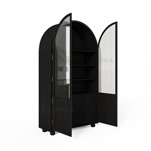 <span class=keywords><strong>Armoire</strong></span> à vin en bois massif de style nordique médiéval avec porte en verre et tiroirs, <span class=keywords><strong>armoire</strong></span> de <span class=keywords><strong>rangement</strong></span> personnalisable, salon, meubles de maison - Product Image 3