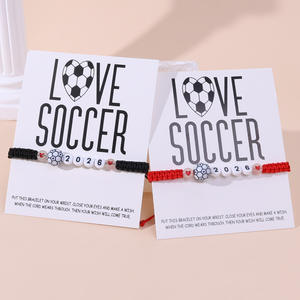 Nouveaux Bracelets de Fête Souvenirs de Football Tressés à la Main, Design Créatif Coupe du Monde <span class=keywords><strong>FIFA</strong></span> 2026, Bracelets Carte « J'aime le Football » - Product Image 2