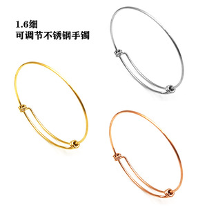 Stainless Steel Coil <b>Bracelet</b> 1.6mm Adjustable Spring Telescopic Opening Jewelry Accessory Unisex Fashion <b>Bangle</b> - Product Image 1
