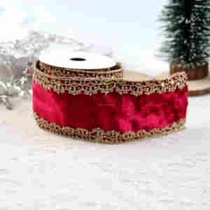 Gordon RibbonsWired Christmas Velvet <span class=keywords><strong>Ribbon</strong></span> With Exquisite Gold Edge Wholesale Metallic Velvet <span class=keywords><strong>Ribbon</strong></span> for Decoration - Product Image 6