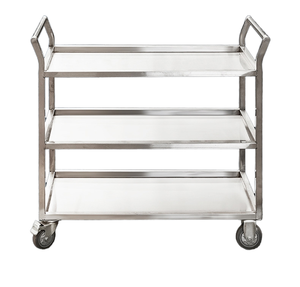 עגלת שירות מסחרית חזקה בעלת 3 שכבות מפלדת אל-חלד מלוטשת, קיבולת עומס 300 ק\"ג/מטר, עגלת איסוף ניידת עם קערות - Product Image 1