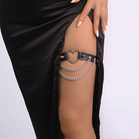 Harnais élastique en cuir pour femme et fille, chaîne de jambe sexy, jarretière cœur, bijoux de corps Rave