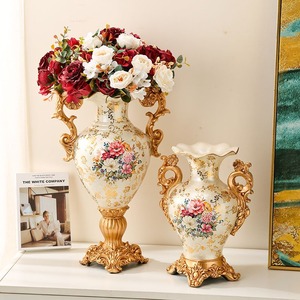 Florero de resina pequeño estilo antiguo decorativo de lujo ligero para escritorio de oficina sala de estar - Product Image 3