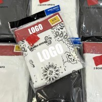 Boxers pour hommes 100% coton, lot de 2, sans couture, séchage rapide, taille haute, sous-vêtements avec ceinture élastique à logo