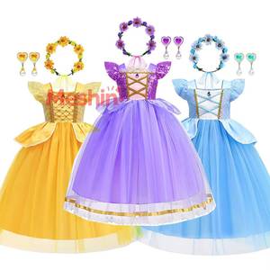 Nouvelle tenue d'Halloween pour enfants MS, robe de princesse à paillettes, costume de Raiponce pour fille, cadeau d'anniversaire - Product Image 1