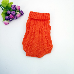 Classic Christmas Cable Knit Dog Sweater Hearts Strawberries Pattern Warm Winter Pet Clothes High Neck <strong>Puppy</strong> Crochet Pullover - Product Image 1
