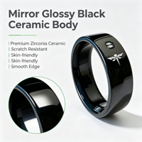 Bague Intelligente en Céramique Noire Effet Miroir Brillant Étanche IP68 Anti-Poussière Transcription Vocale IA Prise en Charge SDK API Démo OEM Télécommande