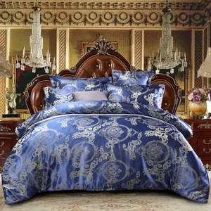 Parure de <span class=keywords><strong>lit</strong></span> de mariage style européen en satin jacquard, ensemble de 4 pièces, ensemble de <span class=keywords><strong>couette</strong></span>, ensemble de draps - Product Image 2