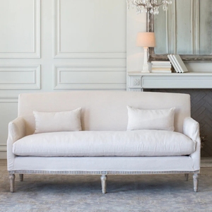 Canapé Style Louis XV Non Convertible 150cm Gris Lin - Neuf élégant Classique