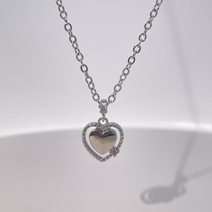 Collar con Colgante de Doble Corazón de Plata de Ley 925 con Piedra CZ de Tianyu Gems, Joyería Romántica de Amor para Mujer - Product Image 1