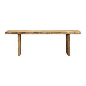 Chinese Vintage long reclaimed elm wood rustic entry sofa natural raw slab wood console table