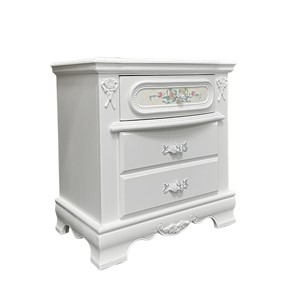 Comodino Tradizionale per Camera da Letto con Due Cassetti, Finitura Bianca, 1 Pezzo - Product Image 2