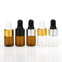 Botol Minyak Kutikula Kosong 2ml 3ml 5ml Botol Kaca Bening Amber dengan Pipet untuk Minyak Esensial, Botol Sampel Kecil, Wadah Kosmetik Perjalanan