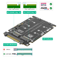 Adaptor Dual M.2 Key B+M ke U.2 SFF-8639, Kartu Konverter 2-in-1 M2 ke U.2 SFF8639/SAS/Dengan Penutup Plastik Hitam