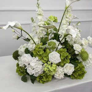 Venta al por Mayor de Decoración Floral Realista para el Pasillo de Boda, Ramo de Flores Artificiales Verdes y Blancas de 70 cm - Product Image 5
