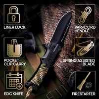 Kits de survie en plein air durables avec cordon de parachute allume-feu poignée chasse Camping sifflet couteau pliant tactique