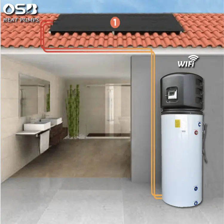 OSB All-in-One-Wärmepumpe 70-Grad-Haushalt All-in-One-Warmwasser bereiter Elektrische Luft quelle Wärmepumpen speicher OEM R134a Badezimmer