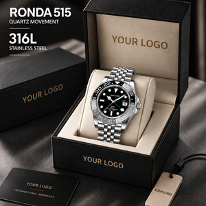 นาฬิกาข้อมือควอตซ์ OEM ความแม่นยำสูง 316L สแตนเลสสตีล GMT กันน้ำ 3ATM หรูหราสำหรับผู้ชาย หน้าปัดแบบกำหนดเอง จำนวน 50 ชิ้น - Product Image 1