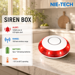 Sirène intelligente Zigbee 3.0 avec <span class=keywords><strong>alarme</strong></span> stroboscopique 120 dB, alerte LED clignotante, batterie 10 ans, portée 80 pieds pour la sécurité du salon et du couloir, certifiée ETL FCC - Product Image 2