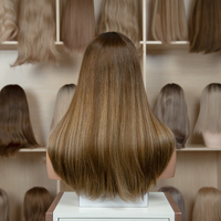 Vente directe d'usine brun naturel prêt à expédier 22 pouces met en évidence de vrais cheveux humains européens casher dentelle haut perruques juives