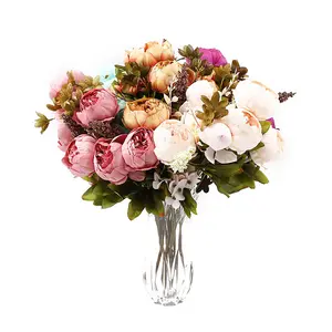 งานแต่งงานตะกั่วดอกไม้งานแต่งงานตกแต่งขายส่งประดิษฐ์ผ้าไหมกุหลาบดอกไม้