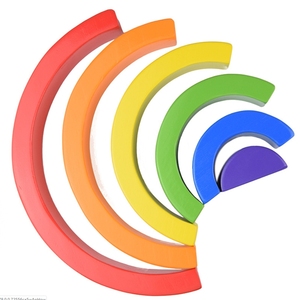 Gioco di Impilamento Arcobaleno Montessori, Giocattolo Educativo, Blocchi di Costruzione in Legno, Ponte ad Arco Arcobaleno in Legno - Product Image 5