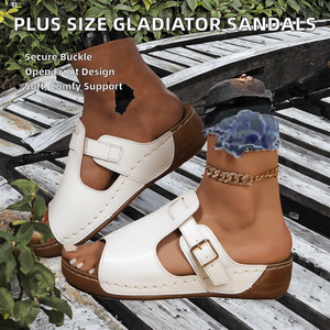 NUEVAS Sandalias Gladiador con Punta Abierta Talla Grande KJ Fashion 2027, Sandalias Romanas con Plantilla de PVC Acolchada para Mujer, Primavera 2025 - Product Image 3