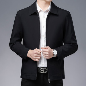 <strong>Men's</strong> High Quality Loose Fitting <strong>Jacket</strong> for Spring and Autumn Middle Aged Lapel Casual Top Coated <strong>Canvas</strong> Fabric - Product Image 5