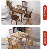 Table à manger carrée en bois massif de 0.8m personnalisée, style nordique simple et moderne pour petits appartements, chaises incluses-Ménage