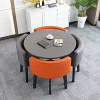 Table de salle à manger ronde de luxe de 90 cm de diamètre fabriquée en Chine avec 4 chaises, table de salle à manger ronde pour la cuisine