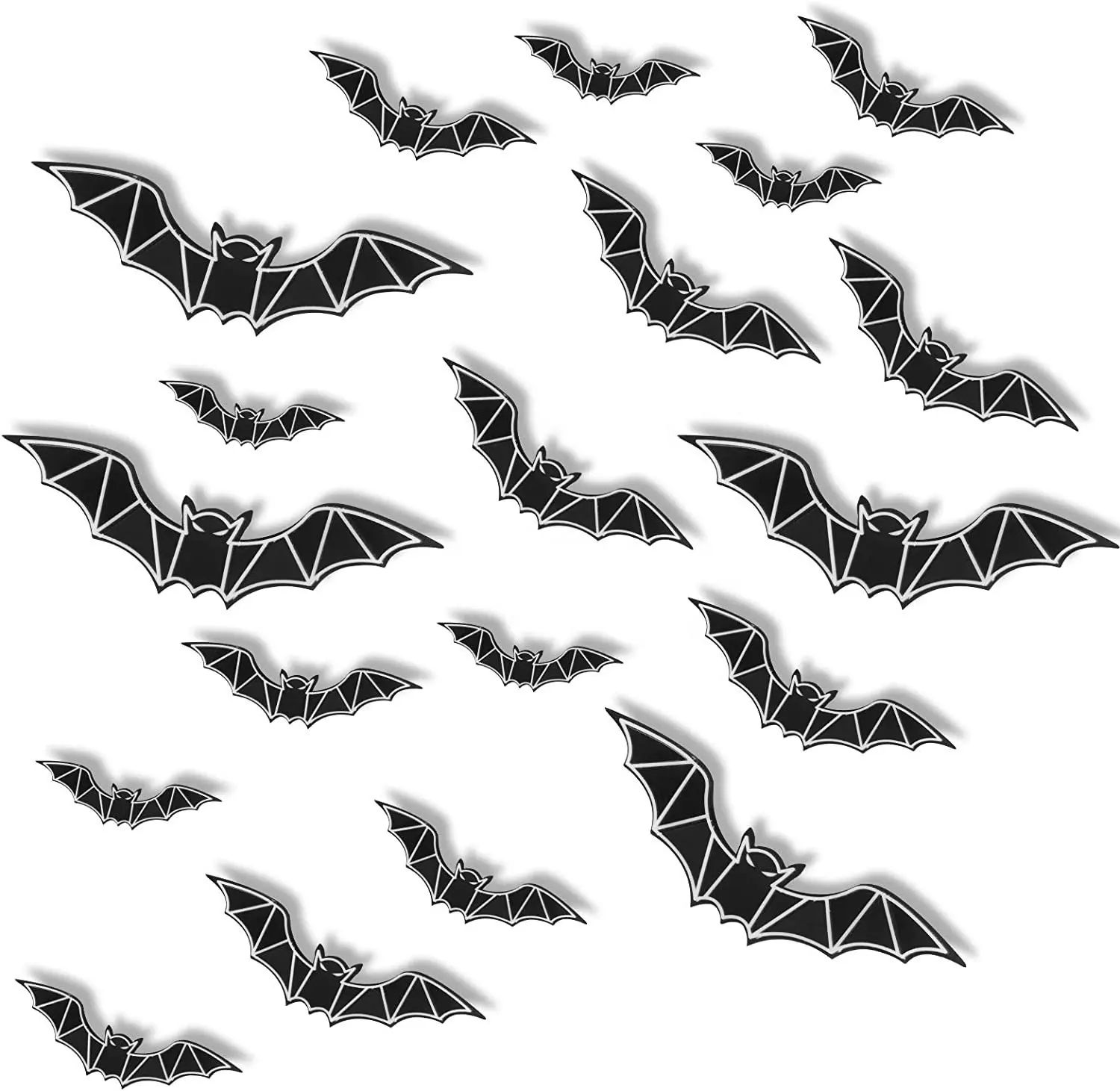 Bats Wall Decoration 72PCS 3D Luminous Bat Halloween Decoration Stickers 4 Size Waterproof Black Spooky Bats for Room Decoration