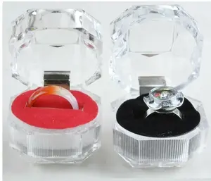 gift box acrylic crystal jewelry box cheap mini jewelry ring packaging cost-effective Acrylic Transparent ring box