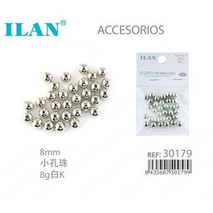 Perline Metalliche ILAN 8mm con Foro Piccolo in Argento per Creazione di Gioielli e Accessori - Product Image 1