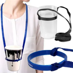 Custom Logo Plastic PVC Silicone Cup Beer Wine Glass Holder Lanyard For Cups Drink Bottle Strap Lanyard Cup Holders