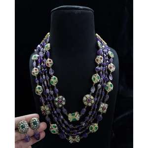 เครื่องประดับอินเดียโบราณ ลูกปัดแก้วคุณภาพสูง หลากสี ลูกปัดห้าชั้น สร้อยมาลาทำมือ ผลิตภัณฑ์ขายส่ง - Product Image 3