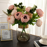 YOPIN-835 13 Têtes de fleurs de pivoine en soie 47cm Décoratives Artificielles Pas Chères Mariage & Fête Fête des Mères Noël