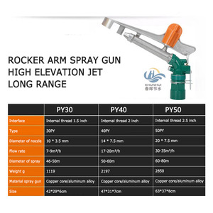 Nuova bocca di rame in metallo bilanciere pistola a spruzzo grande pioggia pistola a sprinkler rotazione automatica del sistema di irrigazione agricola - Product Image 2
