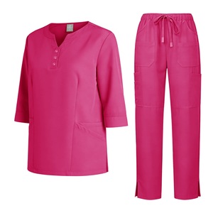 Women's Scrub Suit Set Short Sleeve Multi Pocket Moisture Wicking Hospital Uniforms For Nurses Doctors - Product Image 5