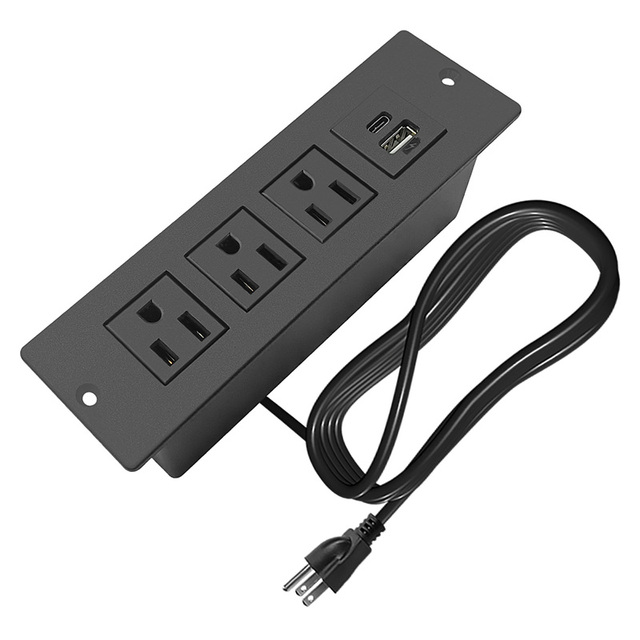 American Standard  Power Socket  3 Outlets 1 USB and 1 Type C Port Desk Sofa Tabletop Furniture Hidden Socket