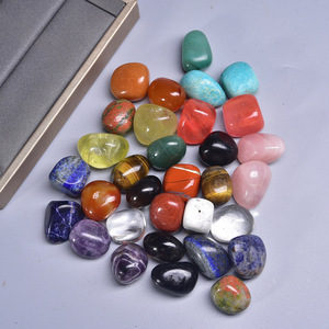 Натуральные полированные обесмагничивающиеся галтованные камни: белый кристалл, розовый кристалл, красная яшма, лазурит, синий камень, обсидиан - Product Image 1