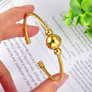 Bijoux fantaisie, bracelets en acier inoxydable plaqué or 18 carats, boules entrelacées, cadeaux de mariage pour femmes - Product Image 5