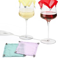 Lot de 4 couvercles lestés réutilisables en gaze pour verres à vin d'extérieur, en fibre de polyester, style européen et américain