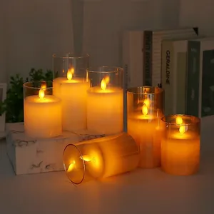 Flameless אורות נרות מלאכותיים כבר מופעלת סוללה LED נרות מרצד חם לבן אור לחתונה חג המולד