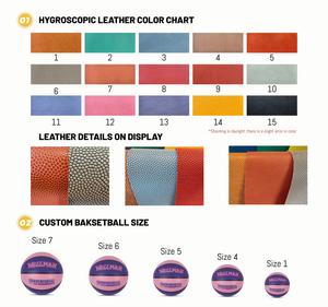 Pallone da <span class=keywords><strong>Basket</strong></span> WELLMAN di Livello Professionale in Pelle PU Resistente, Personalizzabile, Rosa e Blu con Patch Irregolari - Product Image 5